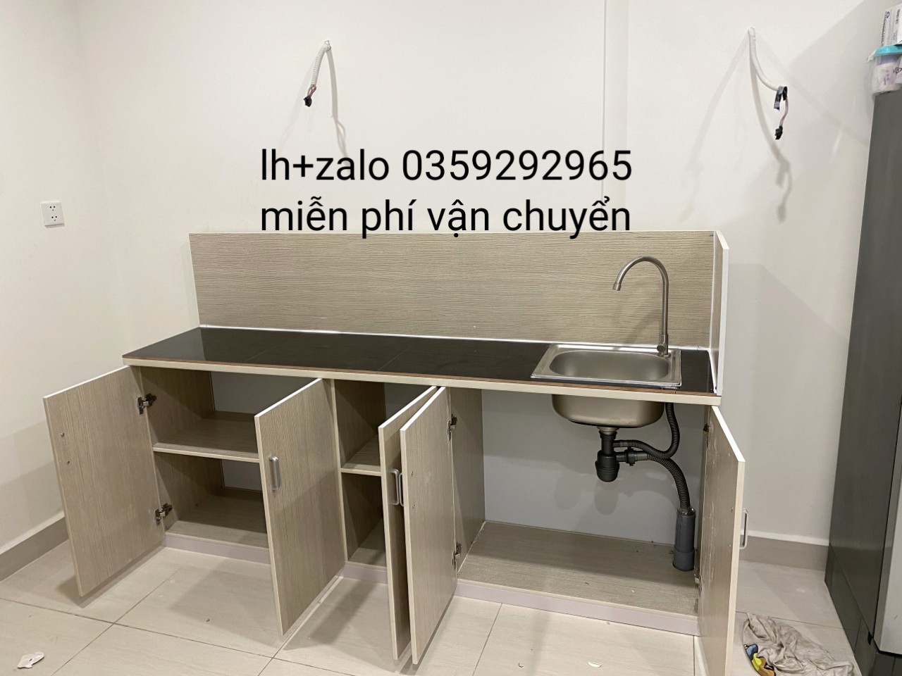 Tủ nhựa đài Loan ốp mặt gạch sẵn bồn rửa