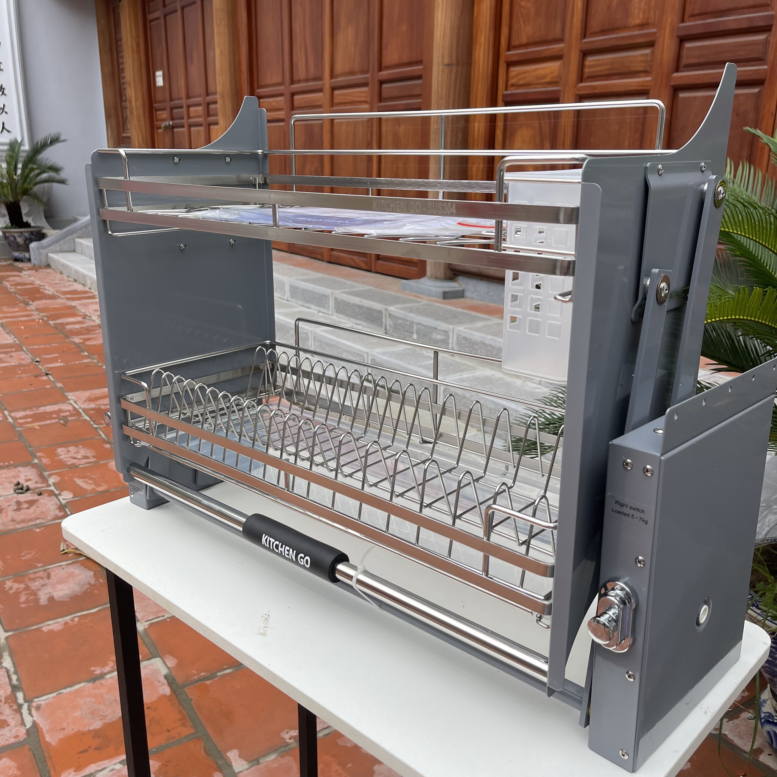 Giá Bát Đĩa Nâng Hạ Thông Minh KITCHENGO INOX 304 Thế Hệ Mới Hot Nhất 2023 - Có Thợ Lắp