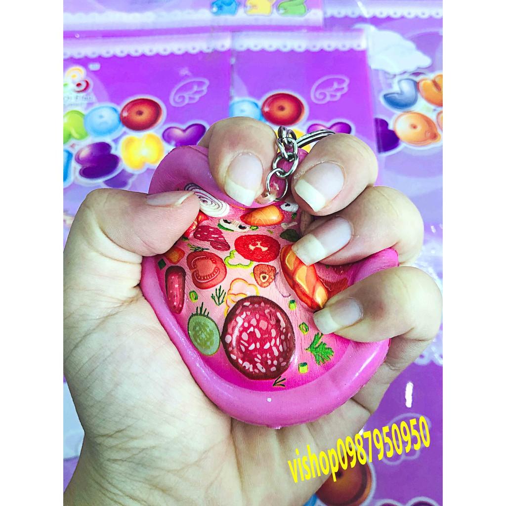 ĐỒ CHƠI SQUISHY MÓC KHÓA BÁNH PIZATRON mã HVX27 Ggiá như sỉ