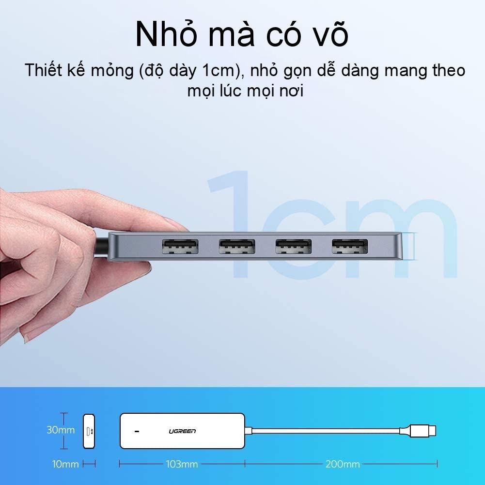 Hub USB type C, USB 3.0 sang 4 cổng USB 3.0 hỗ trợ cổng nguồn Micro USB 5V UGREEN CM219 CM136 - Hàng chính hãng