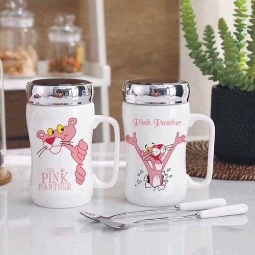 Ly sứ giữ nhiệt nắp tráng gương - Cốc Sứ Giữ Nhiệt Nắp Tráng Gương Có Tay Cầm Loại 450ml
