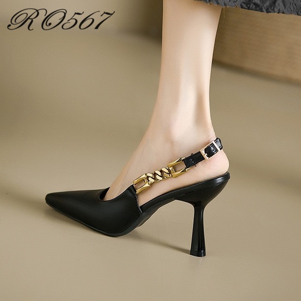 Giày sandal nữ cao gót 8 phân hàng hiệu rosata đẹp hai màu đen trắng ro567
