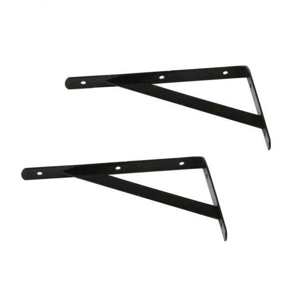 2X Pack 2 Metal L Shaped Wall Bracket Support DIY Home Decor 200x120x2mm,Black