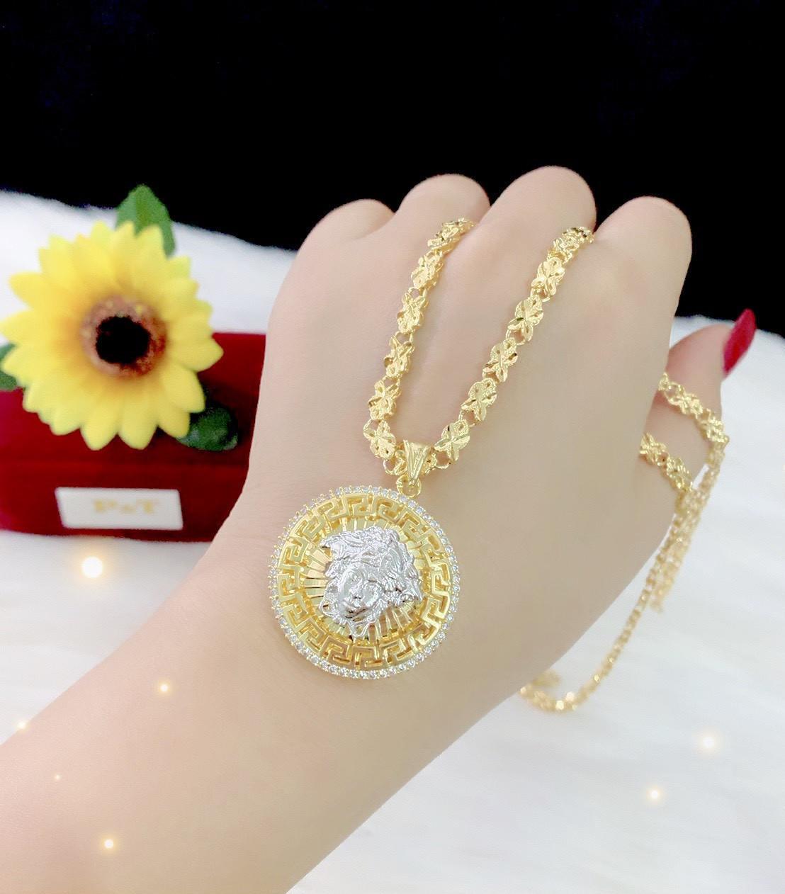 Dây chuyền nữ mặt 2 màu xonaf mạ vàng 18k cao cấp