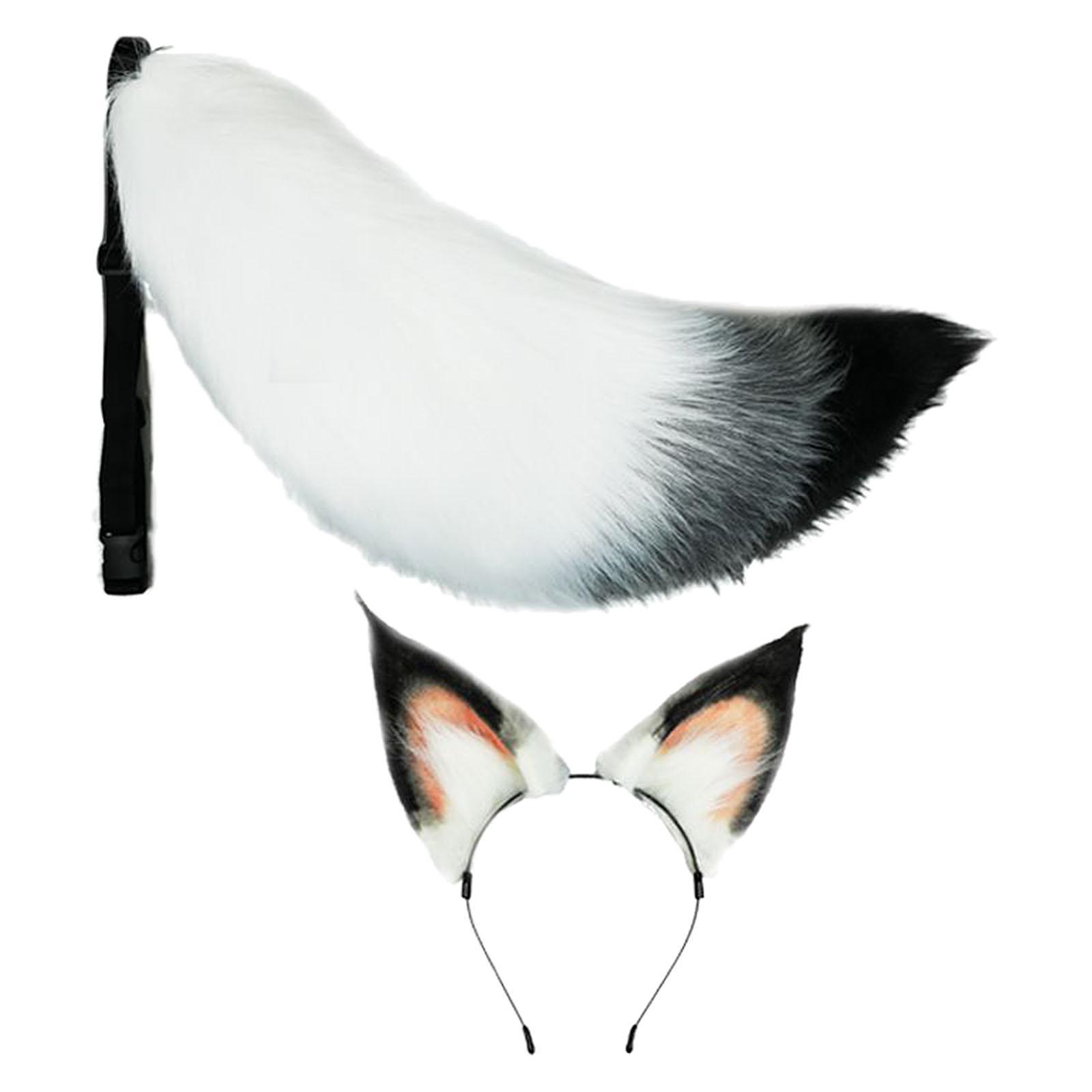 2x Plush Fox Ears and Tail Set Kids Adult Headband Cosplay Fancy Dress