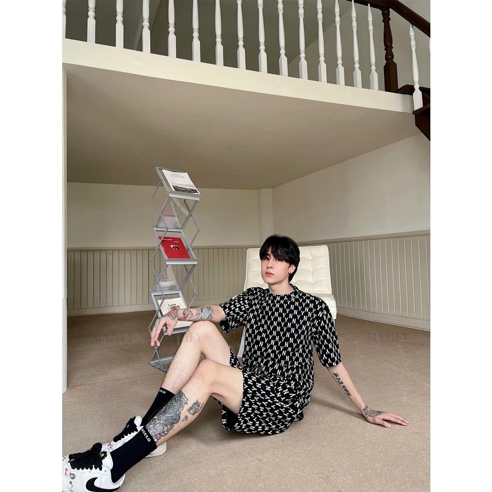 Đồ bộ thể thao nam in 3D ️ THUN LẠNH ️ mùa hè thoáng mát in chữ N.Y đen trắng