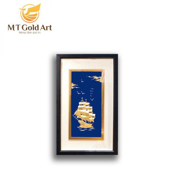 Tranh thuyền Thuận buồm xuôi gió dát vàng (40x65cm) MT Gold Art- Hàng chính hãng, trang trí nhà cửa, phòng làm việc, quà tặng sếp, đối tác, khách hàng, tân gia, khai trương