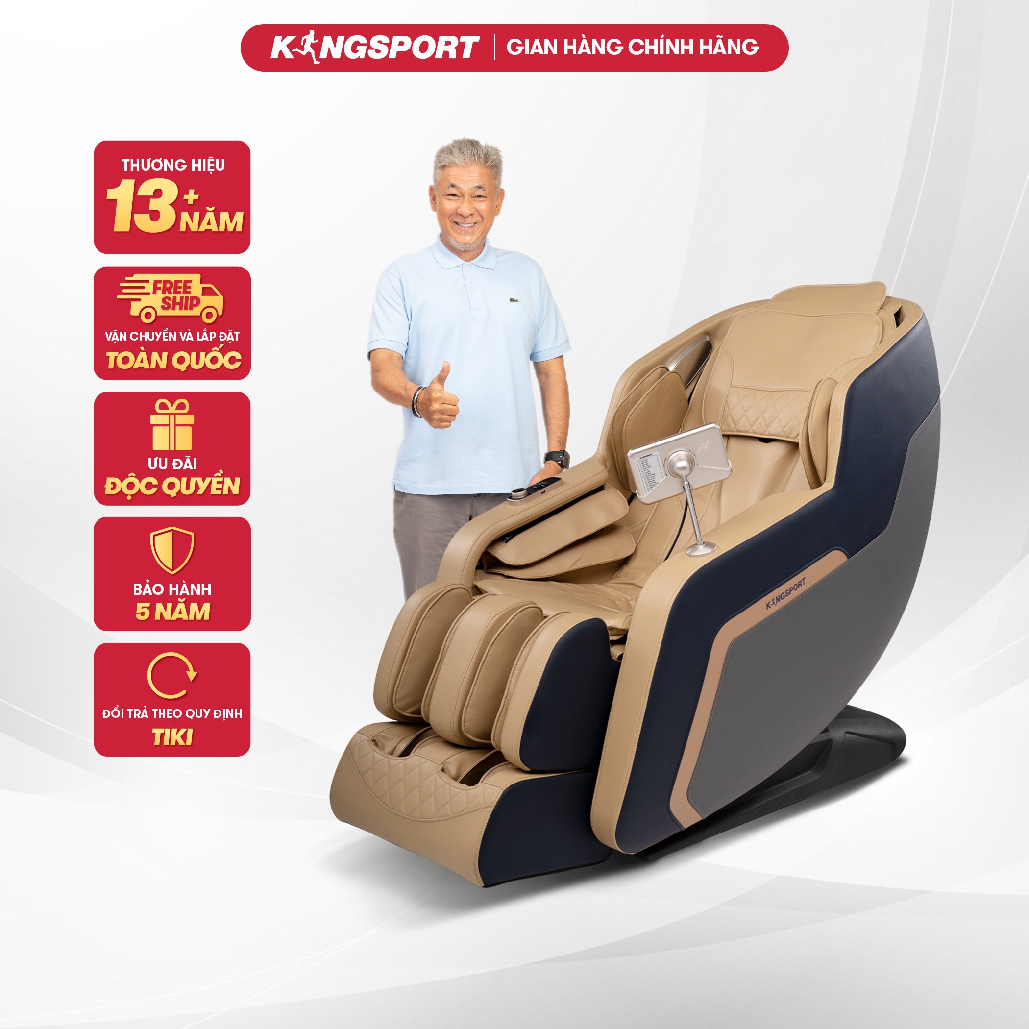 Ghế massage toàn thân cao cấp KINGSPORT G87 hệ thống con lăn 3D hiện đại, điều khiển bằng giọng nói