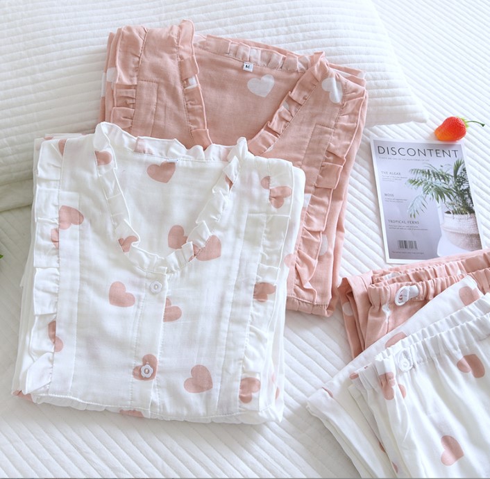 Đồ Bộ Bầu Và Sau Sinh, Pijama Sau Sinh Azuno AZ255 Chất Liệu Xô Đũi Có Khe Mở Cho Con Bú 2 Màu Hồng Phấn Và Trắng