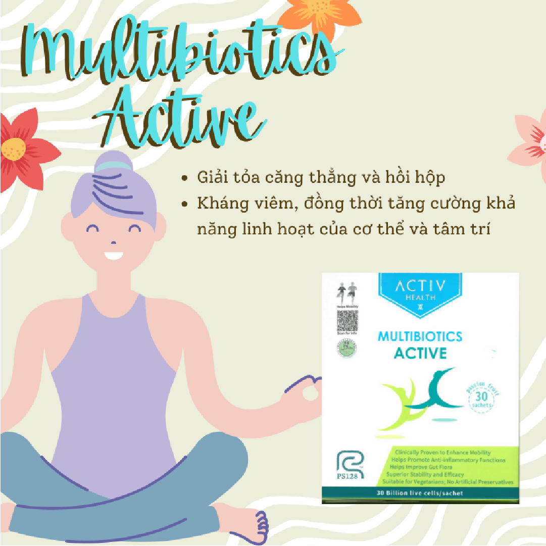 Thức Uống Dạng Bột ActivHealth Multibiotics Active Duy Trì Hệ Vi Khuẩn Đường Ruột, Hỗ Trợ Giải Tỏa Căng Thẳng, Bổ Sung Năng Lượng Cho Cơ Thể