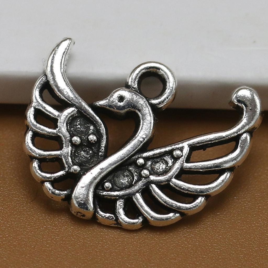 50x Charms Swan Animal Pendant Vintage Silver Crafts DIY Jewellery Making