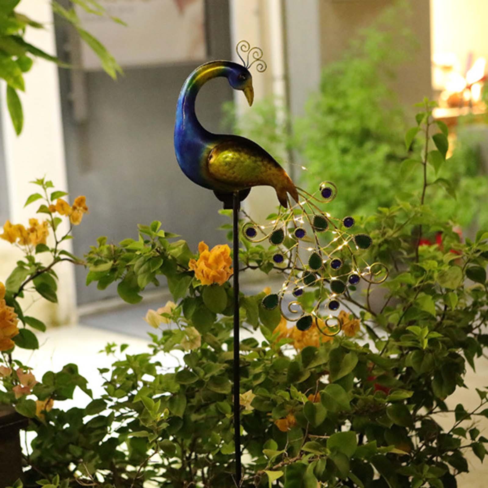 Solar Garden Lights Peacock Figurine Lights Garden Stakes Lamp for Pathway
