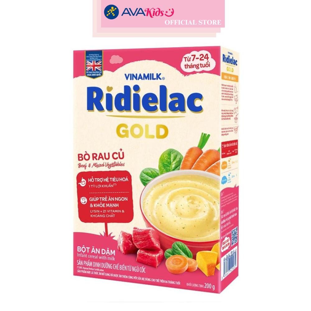 Bột ăn dặm Vinamilk RiDielac Gold bò, rau củ hộp 200g (7 - 24 tháng)