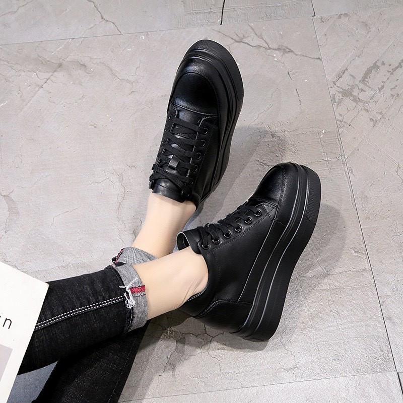 Giày thể thao da độn đế 7cm, ôm chân