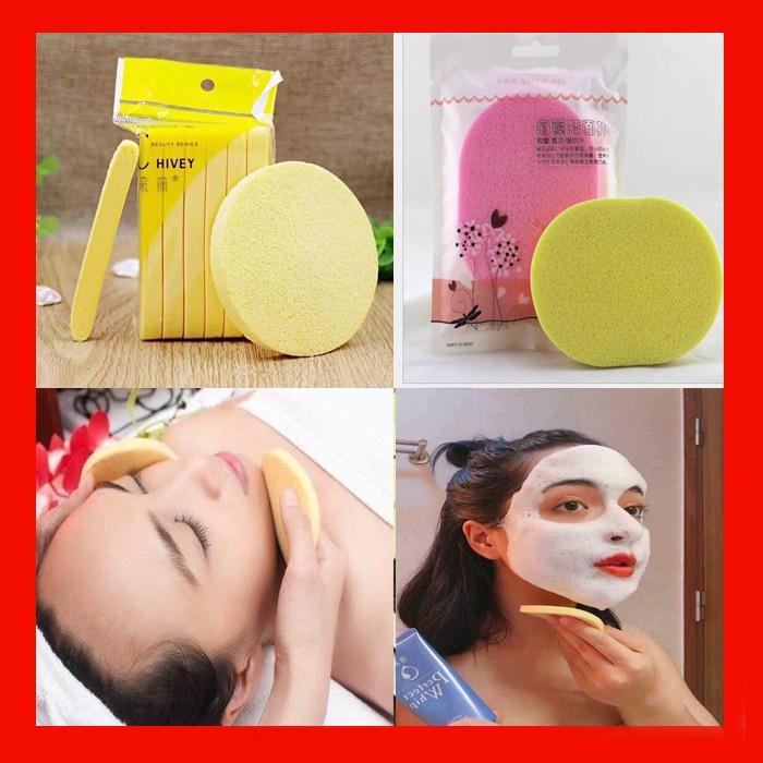 Bông nở rửa mặt Chivey / Miếng mút rửa mặt bọt biển dạng nén, Bông mút bọt biển siêu mềm rửa mặt