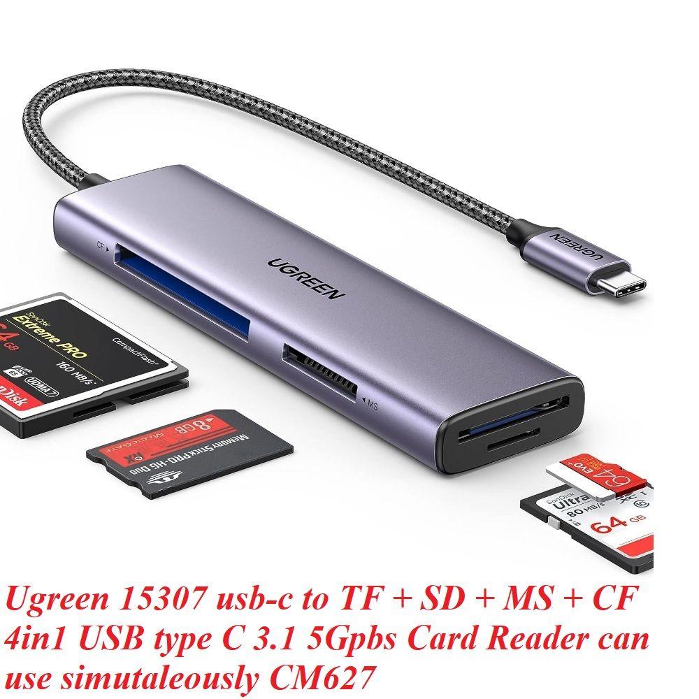 Ugreen UG15307CM627TK cổng USB type C 3.1 đọc TF + SD + MS + CF tốc độ cao 5Gbps - Đầu đọc thẻ nhớ hỗ trợ đọc nhiều thẻ cùng lúc - HÀNG CHÍNH HÃNG