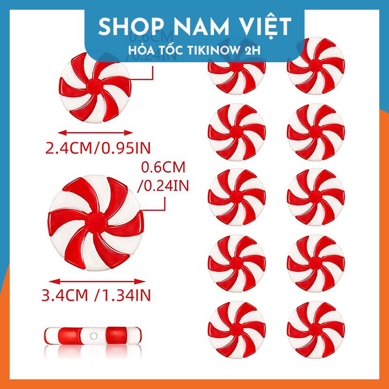 Set 6 Viên Kẹo Xoắn Ốc Bằng Nhựa Trang Trí Cây Thông Giáng Sinh