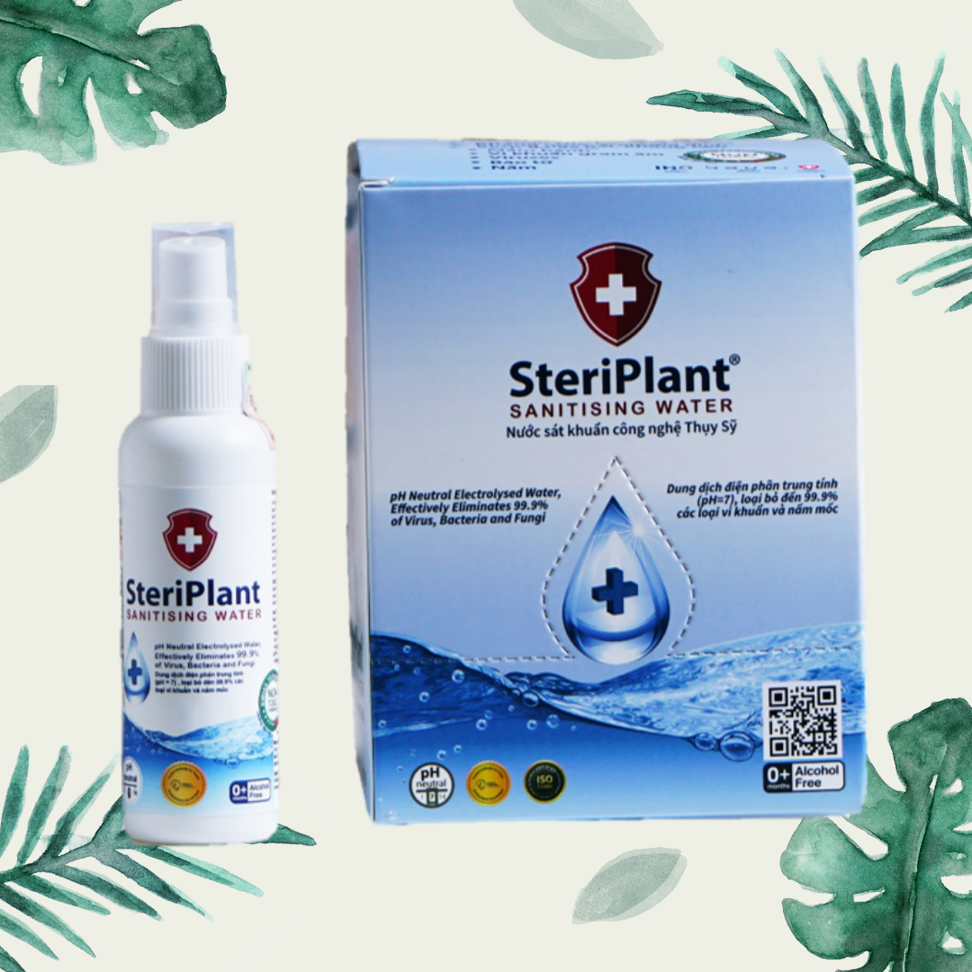 Nước rửa tay sát khuẩn công nghệ Thụy Sỹ - Chai xịt bỏ túi 60ml - SteriPlant - Không cồn - Không hóa chất độc hại