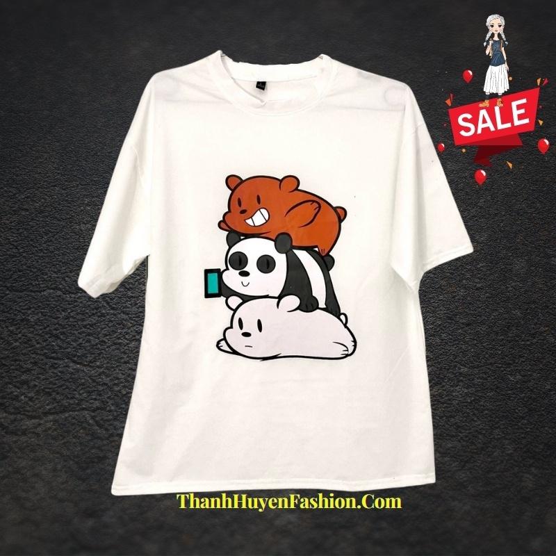 Áo thun tay lỡ nam nữ, áo phông Unisex form rộng chất vải cotton mát mịn thấm hút mồ hôi in hình 3 Chú GẤU