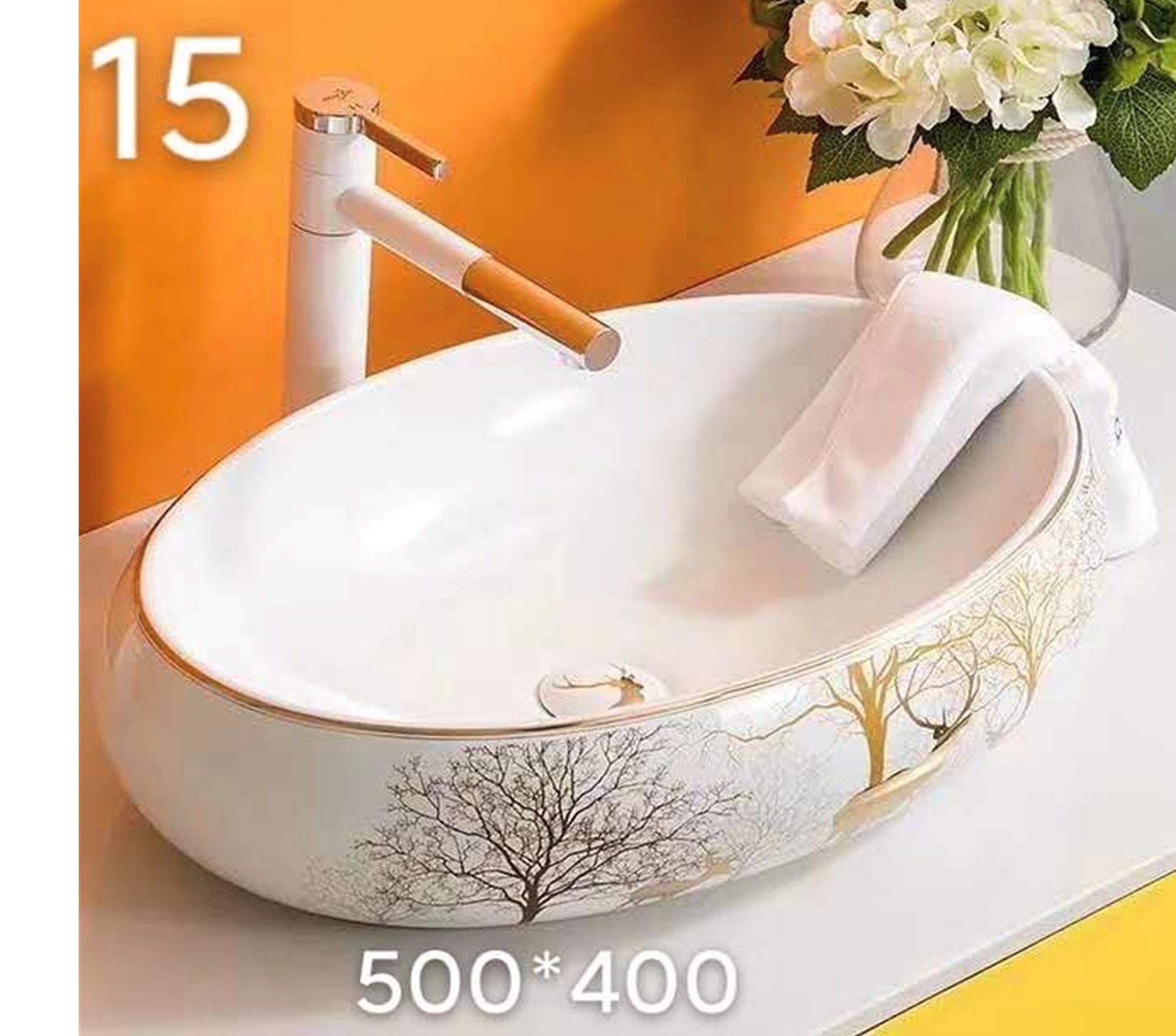 CHẬU LAVABO HOA VĂN MEN SỨ GRVL 065F