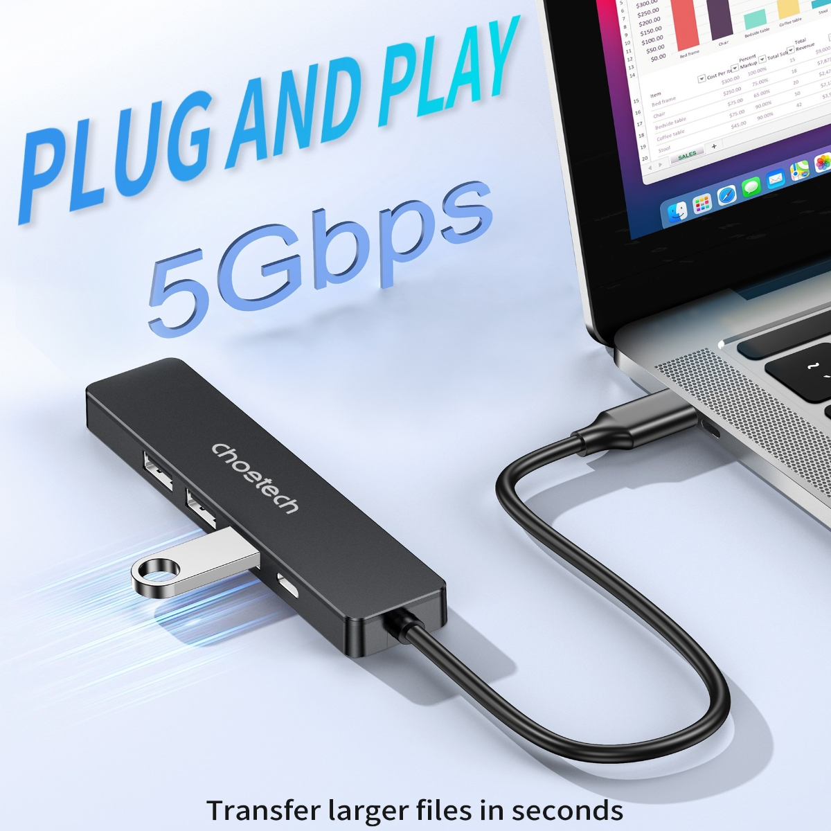 Hub chuyển đổi 5 in1 Choetech M80 (Type C to HDMI 4K30Hz + USBx 3 + PD100W) - Hàng chính hãng