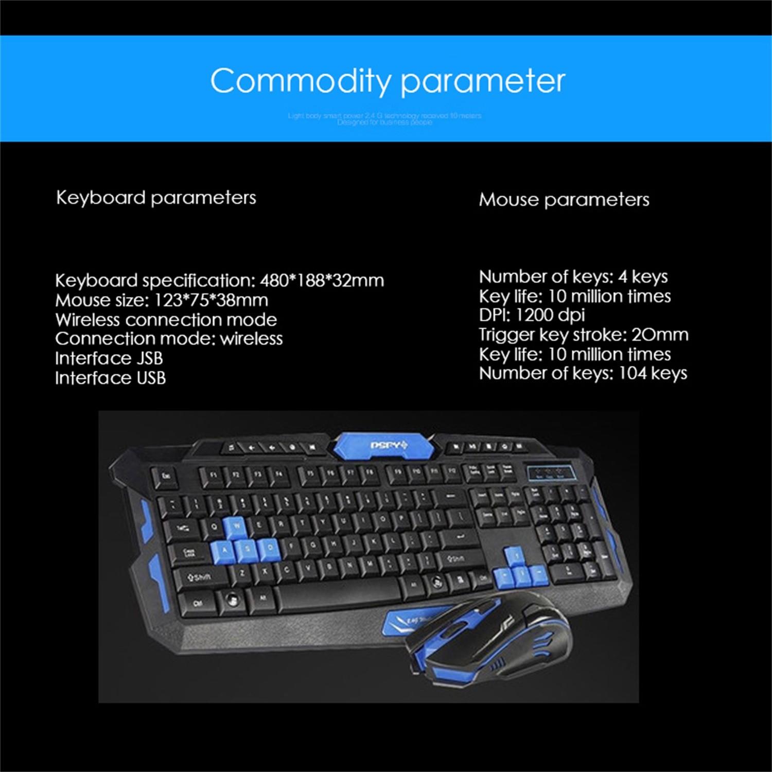 HK8100 Bộ Bàn Phím Chuột Không Dây 1200 DPI Giao Diện USB Bàn Phím Chơi Game Chuột Cho Máy Tính Máy Tính Cơ Khí Chuột Dành Cho Văn Phòng