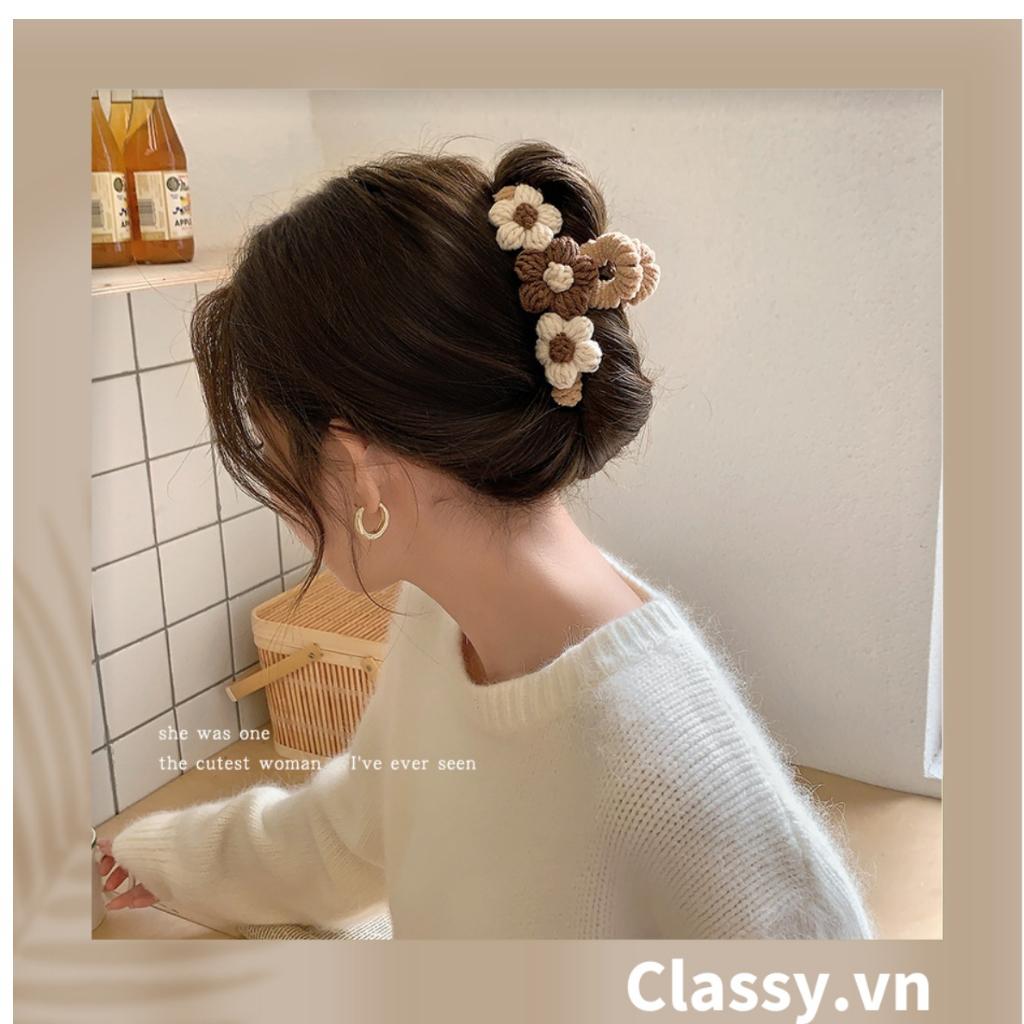 Băng đô cài tóc Classy kẹp càng cua bọc vải len sang trọng PK1625
