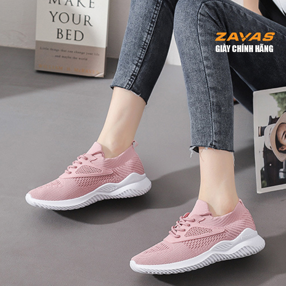 Giày thể thao sneaker nữ màu hồng đế êm nhẹ thoáng khí thương hiệu ZAVAS - S394 - Hàng chính hãng