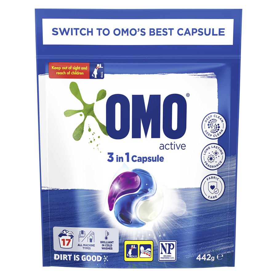 Combo 3 Túi Viên Giặt Quần Áo Omo Cho Máy Giặt Cửa Trước Và Cửa Trên Công Nghệ Anh Quốc 17 Viên