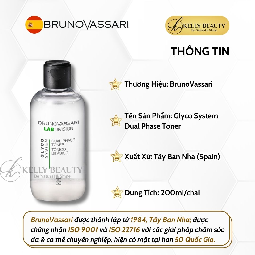 Toner Làm Sạch Sâu Trẻ Hóa Da Glyco System - Dual Phase Toner - Bruno Vassari | Kelly Beauty