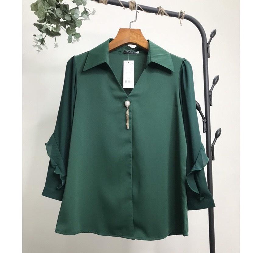 ÁO SƠ MI TRUNG NIÊN TAY LỠ 2 MÀU XANH+ĐỎ THANH LỊCH KÈM PHỤ KIỆN , CÓ BIG SIZE