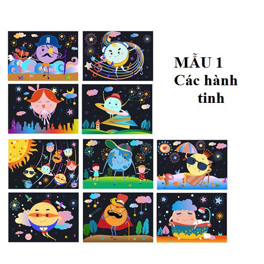 Combo 10 tranh cạo A4 kèm tô màu nhiều chủ đề, siêu cute cho bé