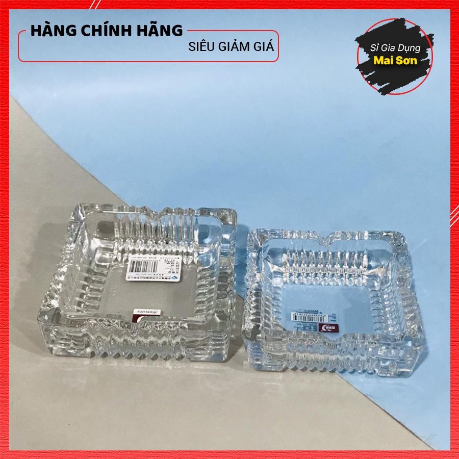 Gạt Tàn Thuốc Thuỷ Tinh Cao Cấp Thiết Kế Hoạ Tiết Hoa Văn Trong Suốt Sang Trọng Kích Thước 10x10 Cm