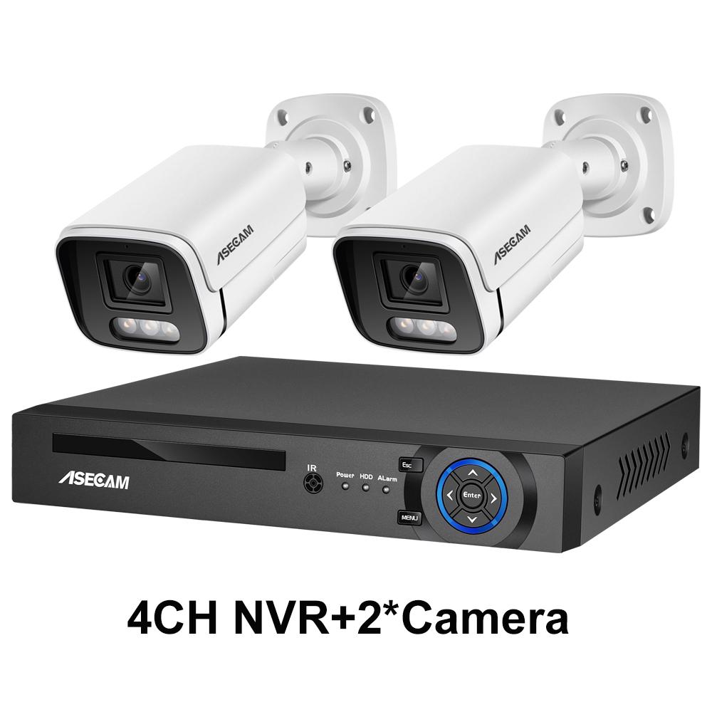 Hệ thống camera bảo mật 4K mới 8MP Audio MIC CCTV POE NVR AI Color Night Home Video Giám sát camera ngoài trời Set Build-In