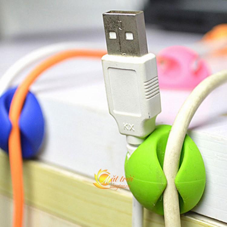 Bộ 6 núm kẹp giữ cố định dây điện, dây sạc, chuột, phím dán tường, để bàn
