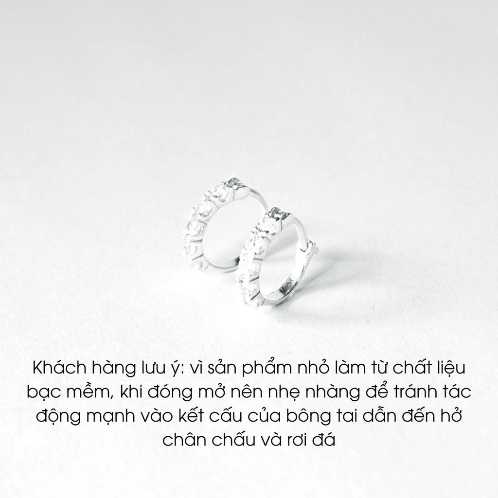 Khuyên tai bạc ATJ9087 , bông tai tròn sát tai đính đá bạc ta - ANTA Jewelry
