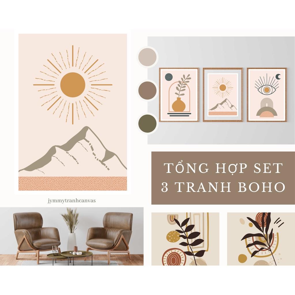 TỔNG HỢP SET 3 TRANH Boho Art Vintage Decor phòng ngủ phòng khách 20x30cm KHUNG VIỀN ĐEN - Jimmycanvas