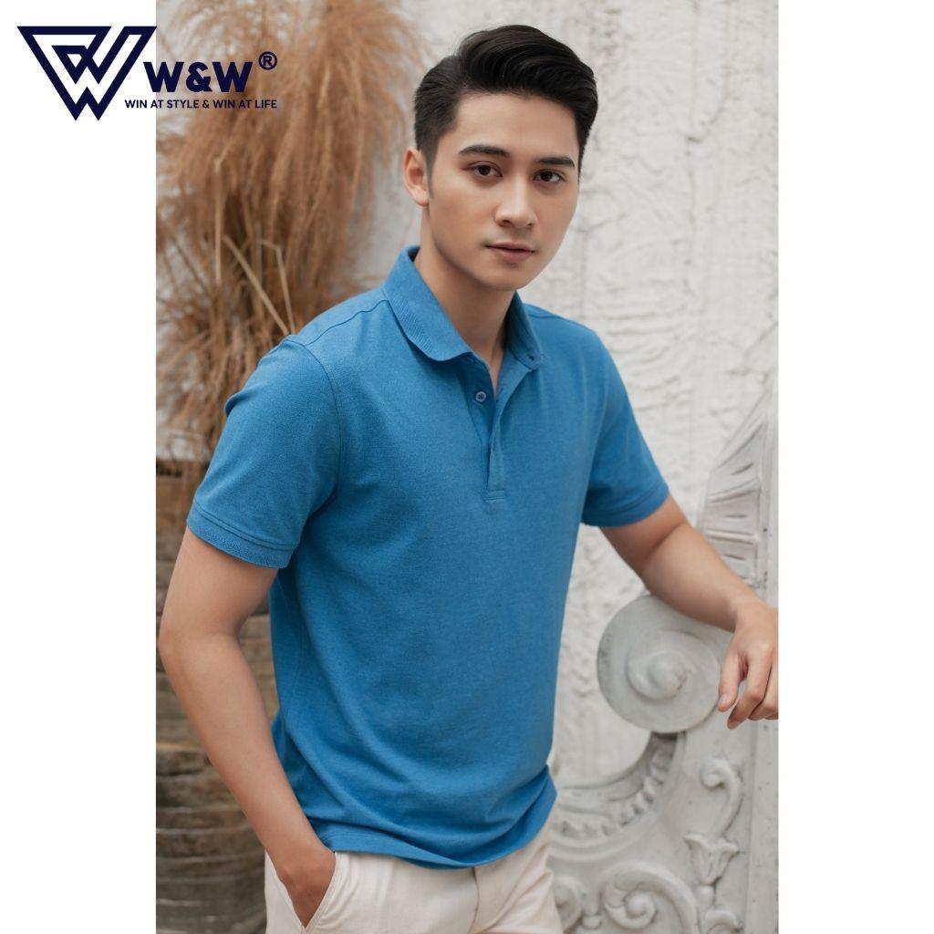 Áo Thun Polo Nam W&amp;W Dáng Regular Fit- Cổ Đức Bẻ Phối Viền Thêu Độc Đáo, Chất Liệu Cotton Thoáng Mát, Bền Màu WPO61R