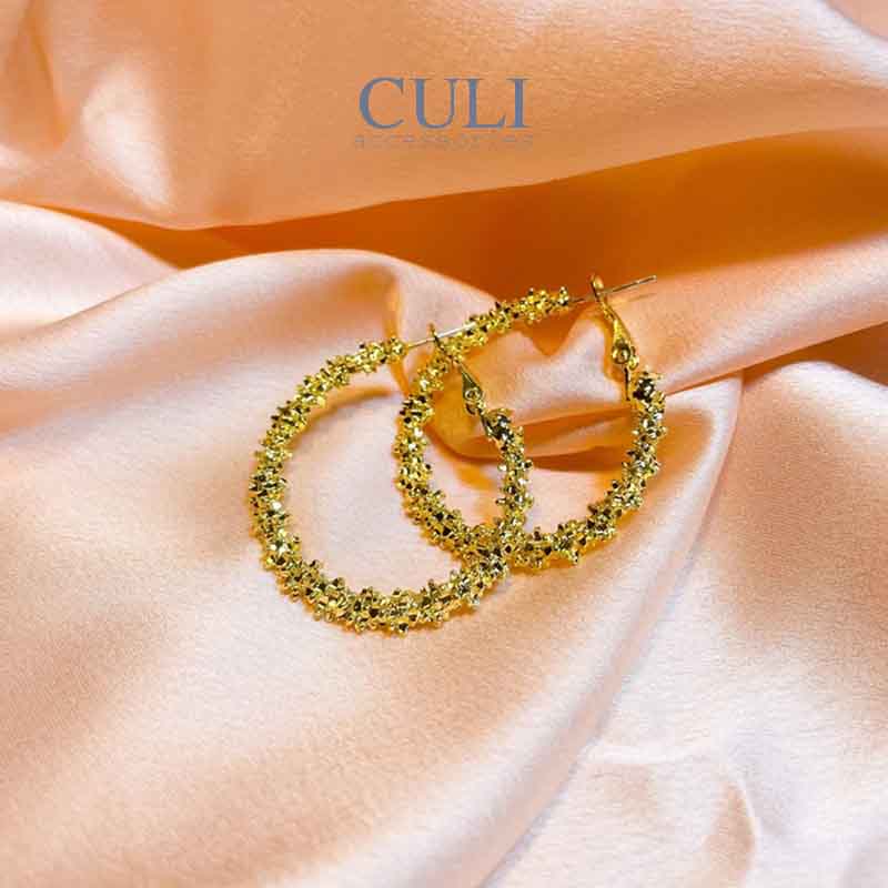 Khuyên tai tròn lớn mạ vàng thời trang, phong cách Hàn Quốc HT686 - Culi accessories