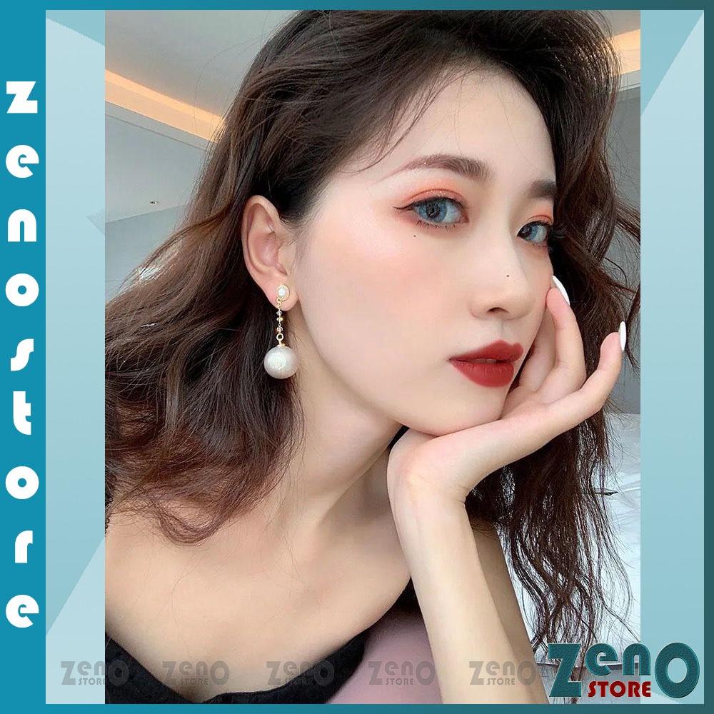 Khuyên tai ZenO bạc Ý phong cách Hàn Quốc, bông tai tua dài bạc S925