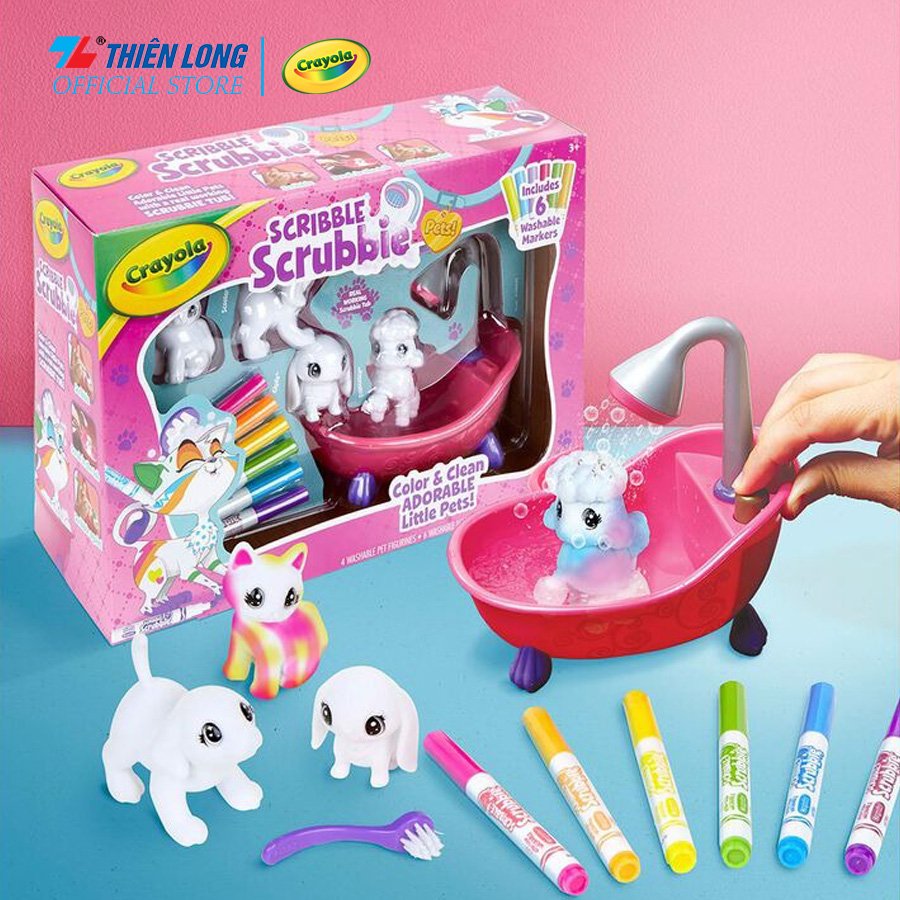 Bộ đồ chơi trang trí cho thú cưng - có thể rửa được Crayola Scribble Scrubbie Pets Tub Play Set