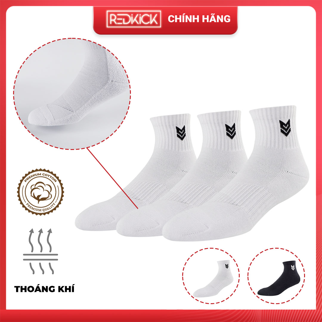 Combo 3 đôi Tất thể thao Redikick Cổ thấp R365 Sợi Cotton Cao Cấp Vớ Nam Nữ Unisex có đệm Cushion Chống hôi chân, Thoáng khí, Thấm mồ hôi phù hợp chơi Bóng Rổ Bóng đá Bóng Chuyền Tennis Chạy Bộ Đá banh - Hàng Chính Hãng