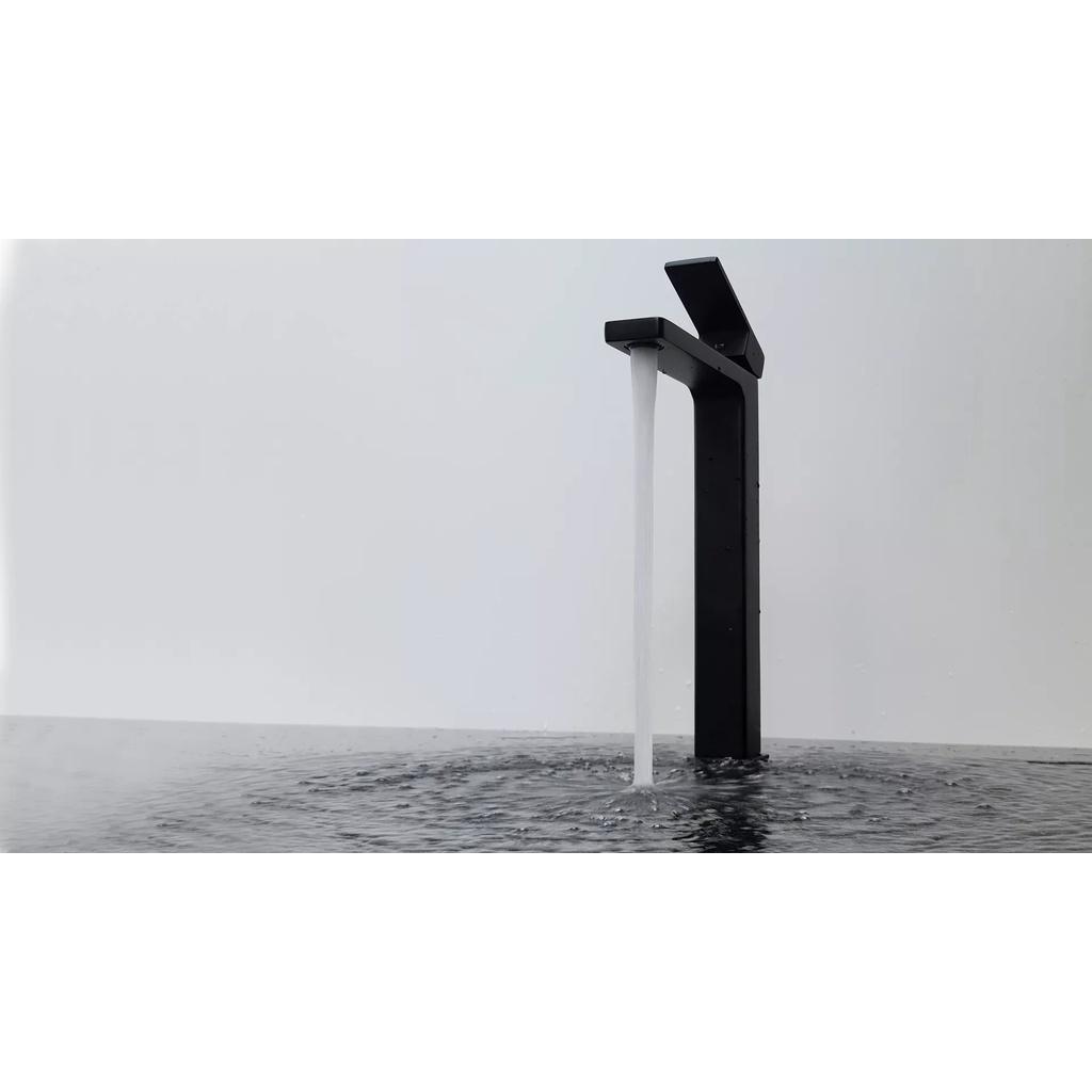 Vòi Lavabo cao 30cm, nóng lạnh thiết kế vuông, màu đen mạnh mẽ cho chậu rửa mặt Eurolife EL-HAVENT 04