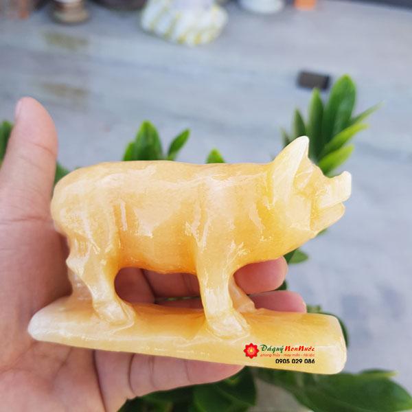 Tượng heo tuổi hợi 12 con giáp đá ngọc hoàng long 10cm đá Non Nước 0000000538