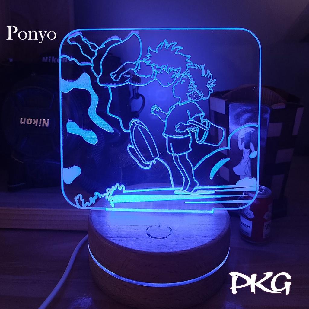 Đèn Ngủ Led 3D PONYO nhân vật Anime phát sáng 16 màu cảm ứng có điều khiển từ xa