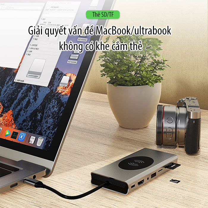 Bộ Chuyển Đổi Đa Năng Cổng USB Hub 15in1 chân cắm usb kiêm sạc không dây điện thoại 10W hỗ trợ sử dụng nhiều thiết bị, tiện lợi và nhỏ gọn tiết kiệm diện tích làm việc, giao hành nhanh