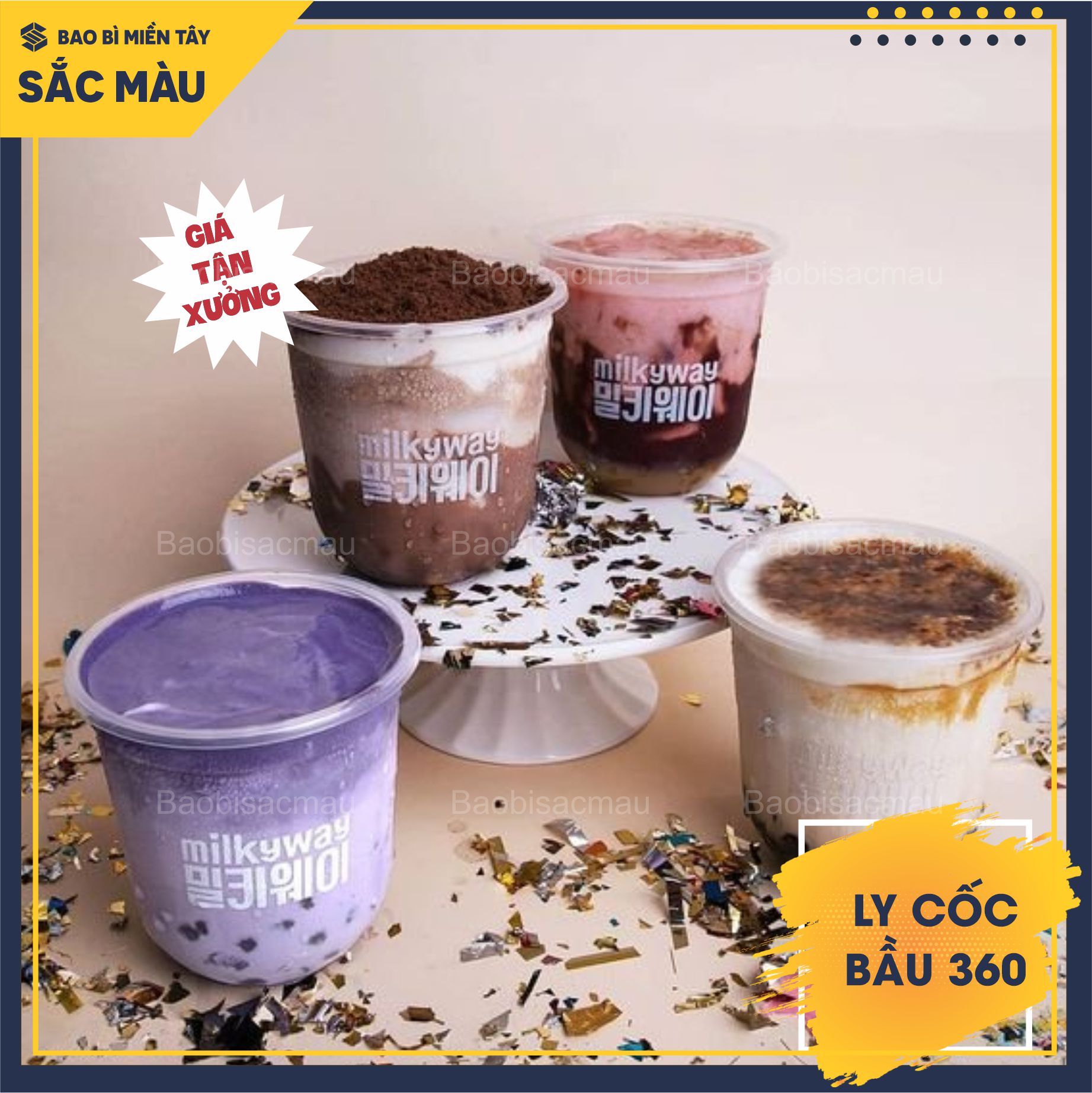 Sỉ 50 cốc nhựa/ ly nhựa đáy bầu 360 kèm nắp