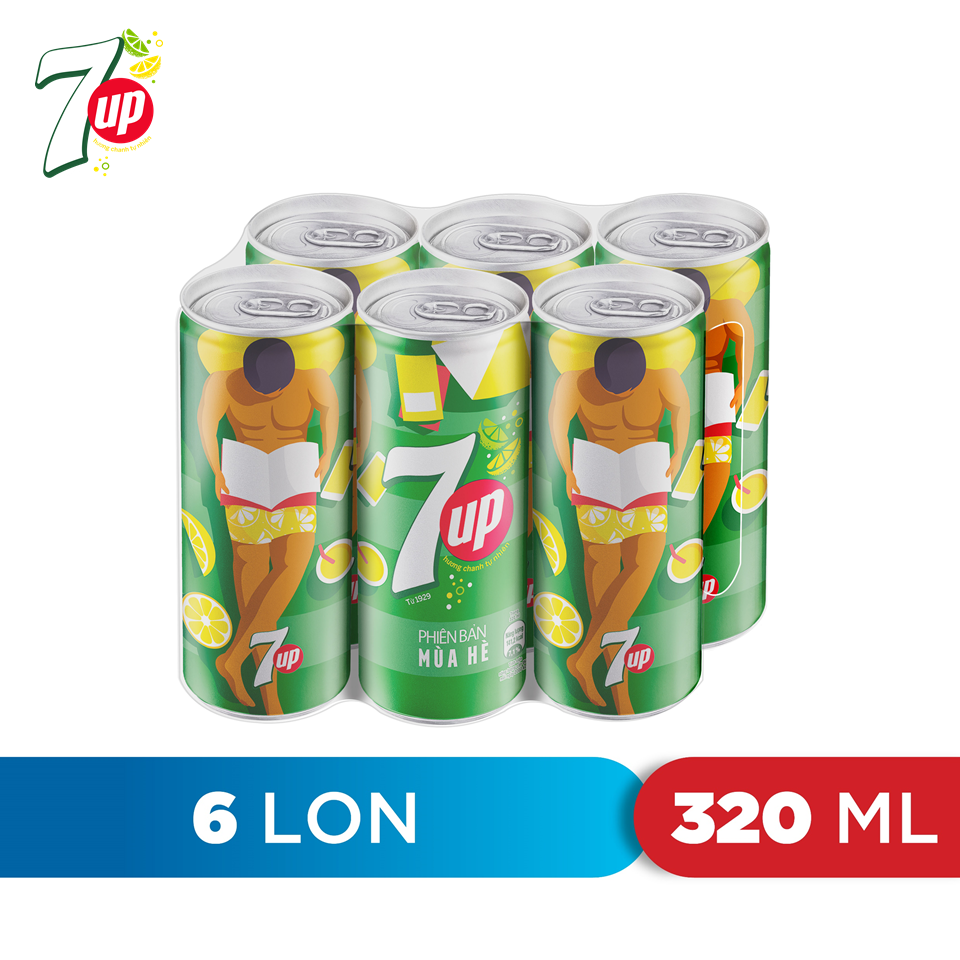 Lốc 6 Lon Nước Ngọt Có Gaz 7Up (320ml/lon)