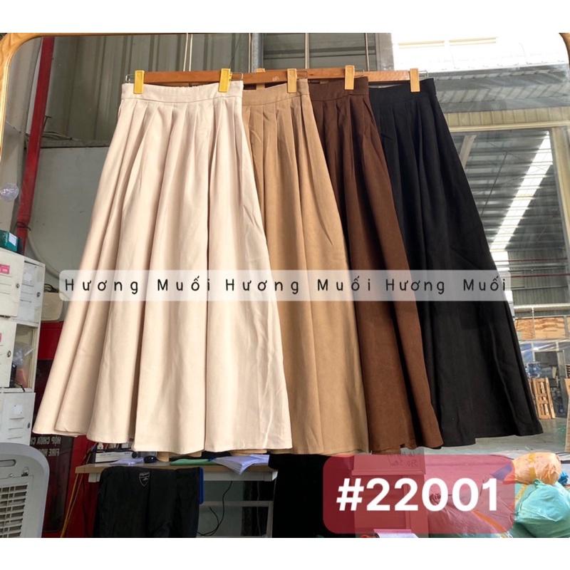 Chân váy trơn vintage xếp ly to xoè - mã 22001