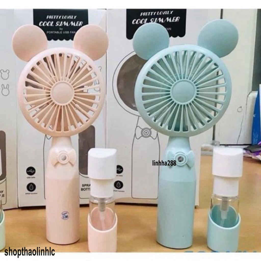 ️️ Quạt sạc tích điện phun sương 8 tiếng 7 cánh. mini Quạt kèm tai cầm tay sạc điện phun hơi nước,phun sương